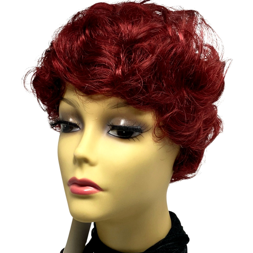 ASHRO Pixie Wig Dark Burgundy Wine Short Curly Synthetic Hair Women Teens NWT